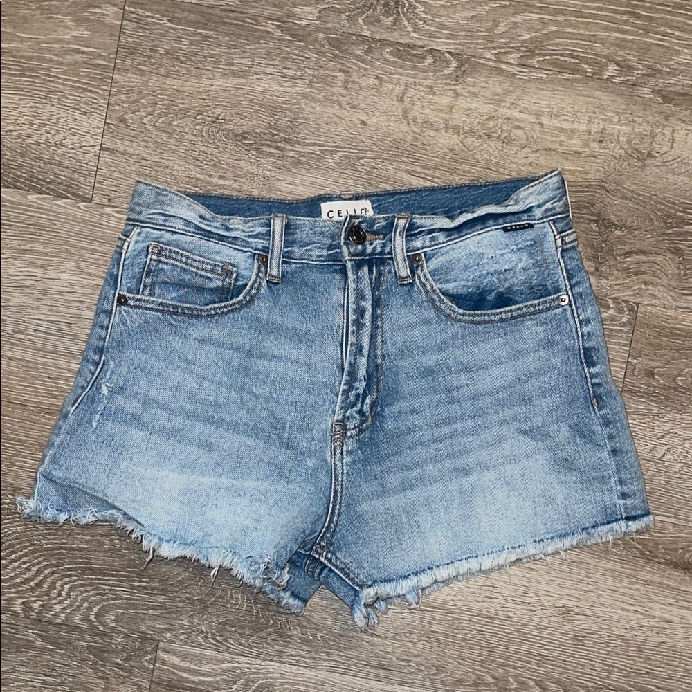Cello Light Blue Frayed Hem Jean Shorts denim size medium
